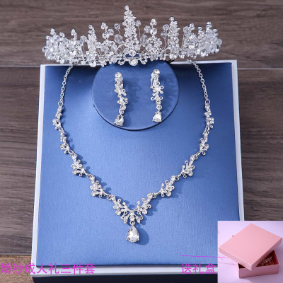 Xy019 Bride Necklace and Earrings Suite Adult Ceremony Headdress Crown Wedding Dress Hot Sale Ornament Wholesale