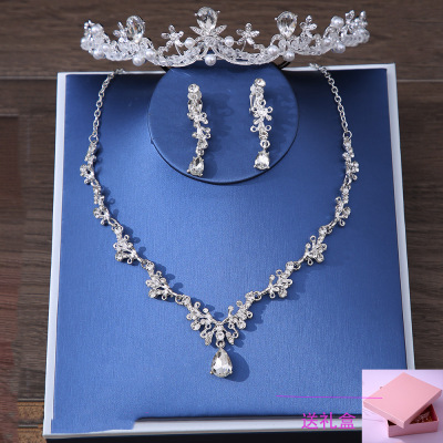Xy020 Crown Necklace Earrings Set Adult Ceremony Headdress Crown Wedding Dress Popular Ornament Wholesale