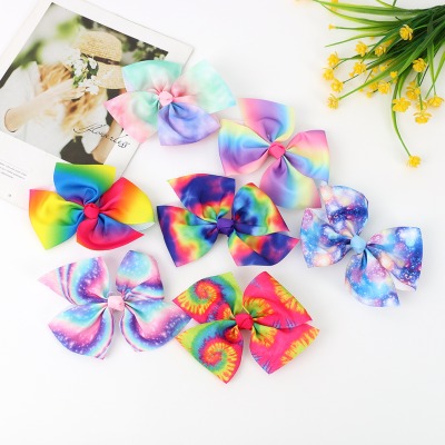 New Japanese and Korean Style Spring and Summer Color Gradient Barrettes Bow Fabric Boutique Ladies Headdress Word Clip Wholesale