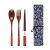 Yfjy Korean Ins Style Wooden Chopsticks Spoon Fork Student Children Portable Tableware Storage Three-Piece Set Wholesale