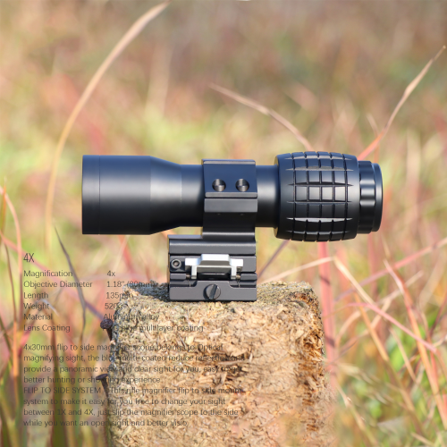 4 Times Magnification Sight 4x Side Flip Barring Lens Metal Material 20mm Guide Rail Base with Holographic Use