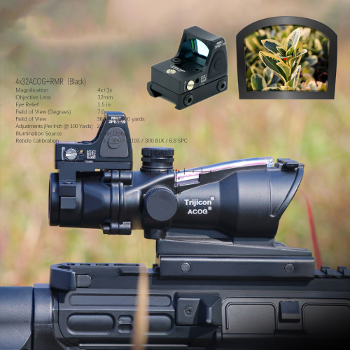 ACOG + RMR true Light Front Small Conch 4 Times Conch with 1 Times Red Dot Outdoor Tactical Sight Anti-Seismic