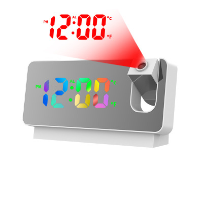 Temperature Calendar Brightness Adjustment Black White Mirror Mute Internet Hot Promotion Color Screen Projection Alarm Clock