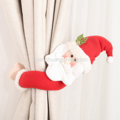 New Christmas Decoration Supplies Small Creative Curtain Buckle Cartoon Old Man Snowman Elk Curtain Decoration