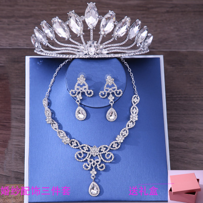 Xy024 Crown Necklace Earrings Set Adult Ceremony Headdress Crown Wedding Dress Hot Sale Ornament Wholesale