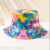 Tie Dye Bucket Hat Reversible Cotton Sun Hat Couple Student 3D Printing Bucket Hat Dual-Wear Fishing Hat