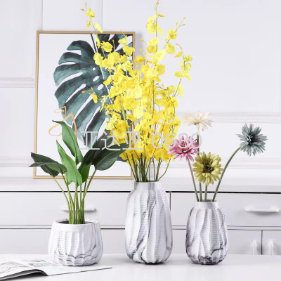Creative Texture Vase Modern Minimalist Creative Marbling Ceramic Vase Decoration Living Room Decorations Flower Ware