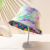 Tie Dye Bucket Hat Reversible Cotton Sun Hat Couple Student 3D Printing Bucket Hat Dual-Wear Fishing Hat