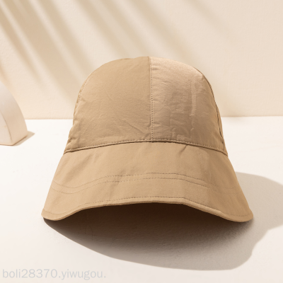 Zhao Lusi Same Style Plain Face Bucket Hat UV-Proof Big Head Circumference Sun-Proof Broad-Brimmed Hat Breathable Thin