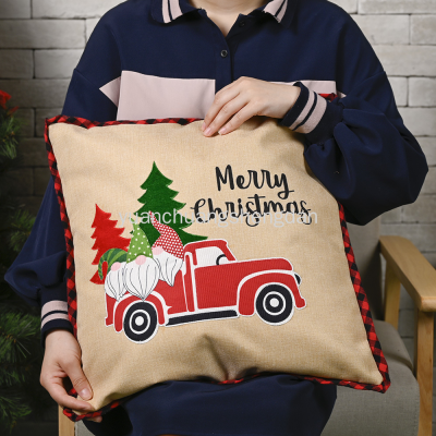 Christmas Decorations Forest Elderly Car Pillow Cover Imitation Linen Pillow Case Throw Pillowcase Square Pillowcase