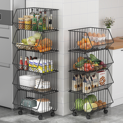 Kitchen Storage Rack Vegetable and Fruit Storage Household Punch Free Storage Rack Multi-Functional Floor Multi Layer