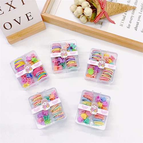 new little girl small circle rubber headband head rope frosted small paw hair claw paw combination barrettes headband set wholesale