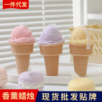 Ice Cream Cone Aromatherapy Candle Wholesale Household Aroma Handmade Creative Birthday Fragrance Gift Box Finished Product