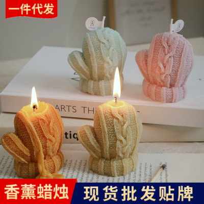 Wool Small Gloves Aromatherapy Candle Wholesale Household Smoke-Free Handmade Incense Cake Gift Box Creative Finished Product