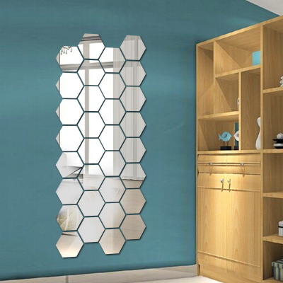 Foreign Trade Hexagonal Acrylic Mirror DIY Wall Sticker 3D Stereo Wall Sticker Home Decorating Ribbon Adhesive