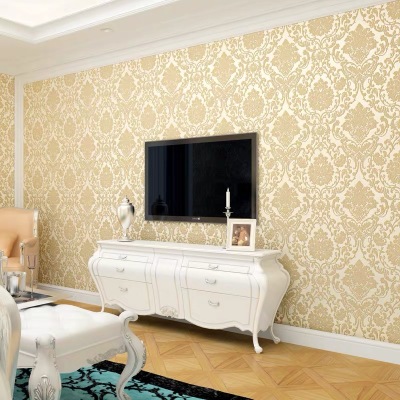 Simple European Damascus 3D Stereo Non-Woven Wallpaper Bedroom Cozy Living Room TV Background Wall Wallpaper