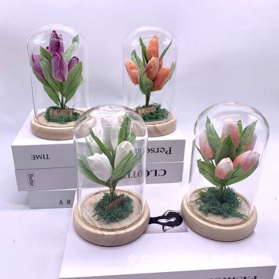 Factory Direct Sales Tulip Glass Cover LED Light Decoration Valentine's Day Christmas Holiday Gift Decoration