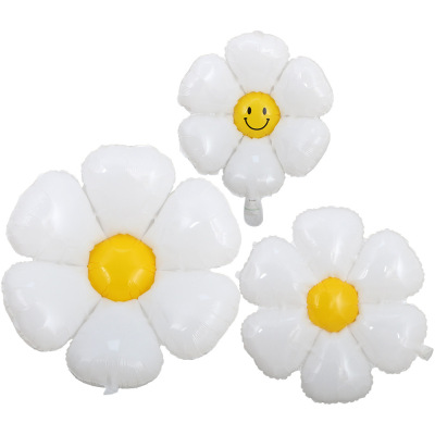 Baby Full-Year A Hundred Day Birthday Decorative Daisy Aluminum Balloon Douyin Online Influencer Smiley Face Plumeria Rubra Balloon Wholesale