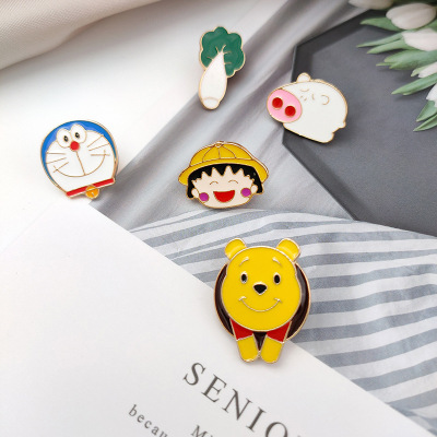 Japanese Girl Brooch Cute Small Jewelry Ins Trendy Cartoon Unique Versatile Pin Anti-Unwanted-Exposure Buckle Accessories Medal