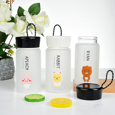 Korean Frosted Button Cup Creative Handy Cup Can Be Customized Advertising Gift Cup Portable Glass Cup Wholesale