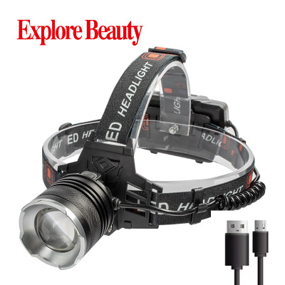 New High-Power Strong Light Long-Range Head-Mounted Headlamp Intelligent Electric Display USB Output Input P70 Headlamp