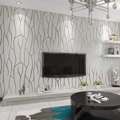 Juyi Personalized and Abstracted 3D Stripe Non-Woven Wallpaper Bedroom Living Room Hotel TV Background Engineering Wallpaper