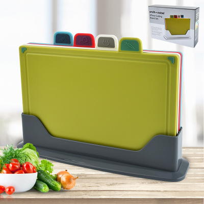 Plastic Classification Cutting Board 4-Piece Set Household Baby Food Supplement Cutting Chopping Board for Fruits Kitchen Slicer Classification Cutting Board Set