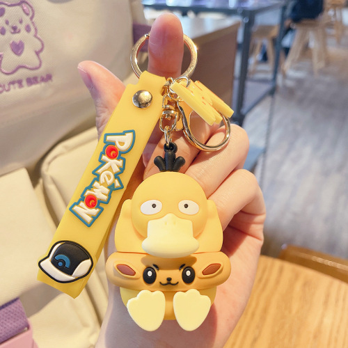 Psyduck Doll Pendant Crossdressing Keychain Cute Cartoon Epoxy Doll Trendy Bags Car Accessories Wholesale