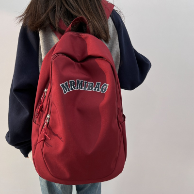  Retro Alphabet Solid Color Backpack Harajuku Ulzzang Japanese High School and College Student School Bag Women Backpack