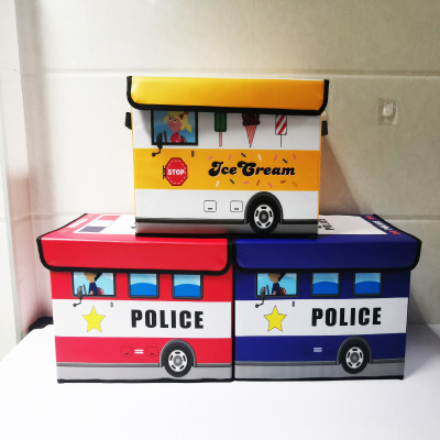 New Cartoon Car Storage Box Foldable Dormitory Clothing Storage Box Waterproof Moisture-Proof Toys Snack Storage Box