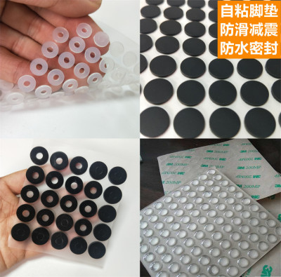 Self-Adhesive round Silicone Foot Mat Black Adhesive Mesh Rubber Gasket Transparent Glass Non-Slip Silicone Mat Tablets
