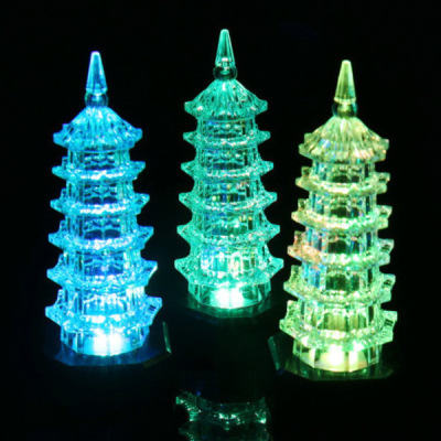 Colorful Acrylic Pagoda Small Night Lamp Led Light Luminous Toy Creative Gift Night Market Stall Throw the Circle Supply