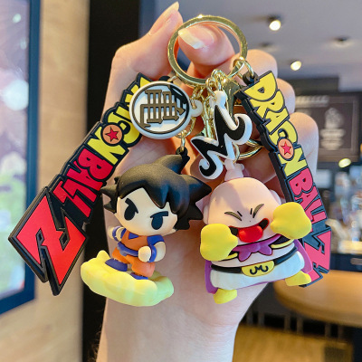 Cartoon Animation Dragon Ball Keychain Creative Cute Wukong PVC Figurine Automobile Hanging Ornament Lovely Bag Hanging Ornaments