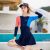Long Sleeve Swimsuit Skirt One-Piece Two-Piece Suit Swimsuit with Chest Pad Wireless Cup Ladies Hot Spring Swimsuit