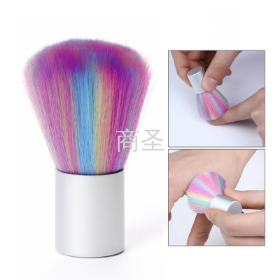 Nail Rainbow Bristle Dust Brush Color Bristle Nail Brush Macaron Brush Manicure Implement Short Handle Cleaning Brush