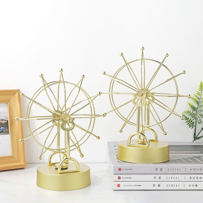 Golden Ferris Wheel Battery USB Dual-Purpose Magnetic Perpetual Motion Instrument Wiggler Office Living Room Ornaments