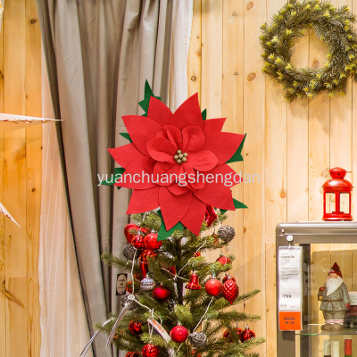Christmas Decorations Big Red Flower Tree-Top Star Red Flower Pendant Tree Decoration Artificial Flower Ornaments Fake Flower