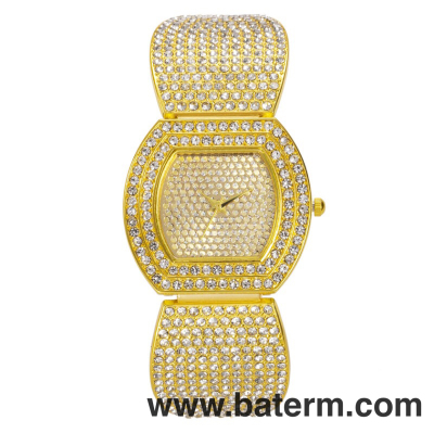 Cross-Border Luxury Fashion Large Dial Tonneau Full Diamond Watch Female Petal-Shaped Strap Gypsophila Watch Quartz