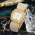 Cross-Border Fashion Starry Diamond-Embedded Watch Women's Barrel-Shaped Light Luxury Full Diamond Watch Curved Piece Watch Bracelet Women's Watch