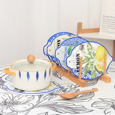 Creative New Lemon Shape Ceramic Potholder Cross-Border Ceramic Placemat Home Daily Use Heat Proof Mat Placemat Table Mat