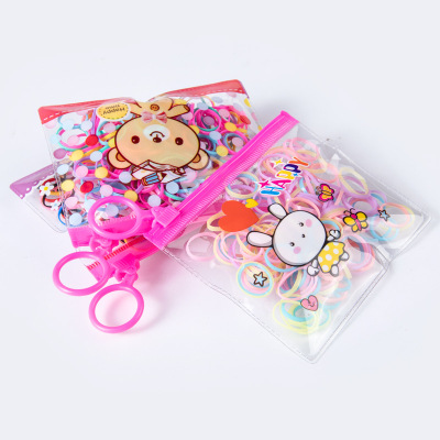 Korean Cartoon Ziplock Bag Pack Children's Rubber Band Hairband for Tying up Hair Disposable Small Rubber Band Baby Hair Accessories Hair Ring