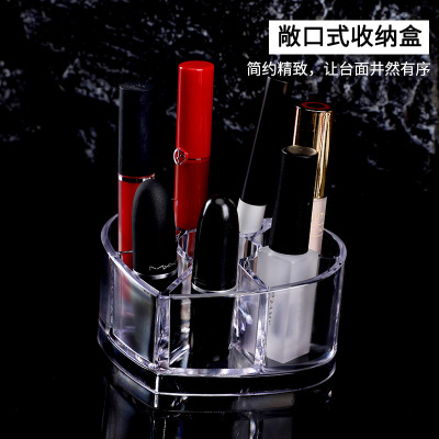 Fashion Creative Transparent PS Heart-Shaped Cosmetics Storage Box Small Desktop Lipstick Perfume 8-Hole Jewelry Storage Box