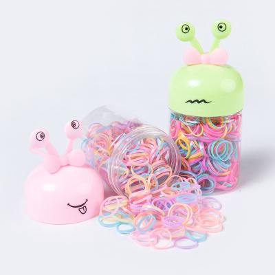 Children's Rubber Band Disposable Rubber Band Baby Strong Pull Continuously Black Hair Ring Does Not Hurt Hair Snail Bottled Small Rubber Band