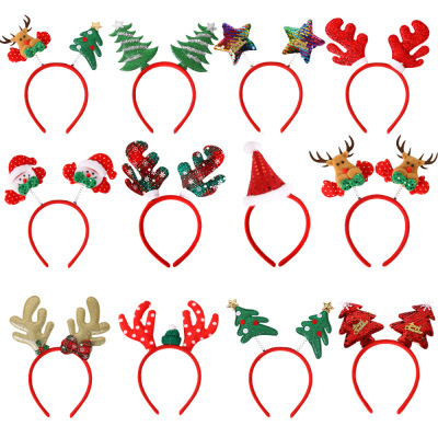2022 Cross-Border Hot Selling Christmas Headband Elk Horn Five-Pointed Star Headband Christmas Decorations Children Headwear Head Buckle