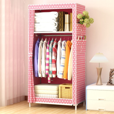 Factory Direct Sales Non-Woven Steel Pipe Assembly Simple Dormitory Rental Single Small Wardrobe Storage Cabinet Cloth Wardrobe