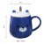 Klein Blue Cartoon Mark Cup Cartoon Daily Necessities Gift Ceramic Water Cup Female Large Capacity with Lid Spoon