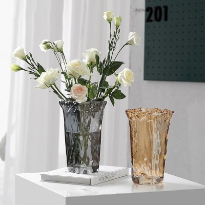 65593Factory Direct Supply Spain Transparent Glass Vase Decoration Living Room Creative Hydroponics Flowers Dining Table Home Decorations