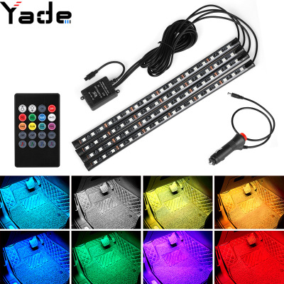Yad Car Led Foot Atmosphere Light Bar Colorful Remote Control App Voice Control RGB Music Rhythm Lamp App