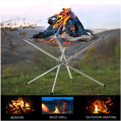 Portable Fire Pit Outdoor Burning Fire Bonfire Rack Portable Folding Firewood Rack Camping Picnic Stoves