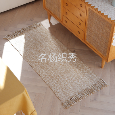 Twill Variegated Cotton Tassel Floor Mat European Indoor Bedside Mats Bedroom and Household Living Room Coffee Table Floor Mat